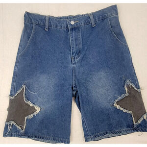 Japanese Brand Streetwear Star Shorts Size Medium Grunge Skater Y2K Baggy Denim